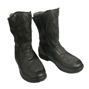 VEGA Nitro Double Zipper Moto Leather Touring Boots Black Calf Height size 8